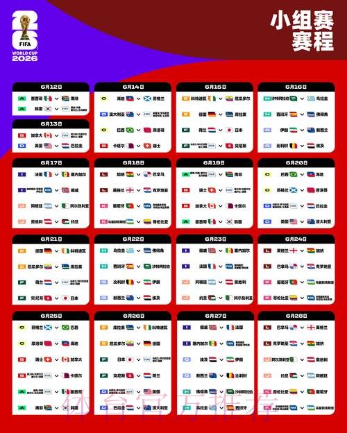 2026世界杯每日赛程免费 2026世界杯每日赛程免费